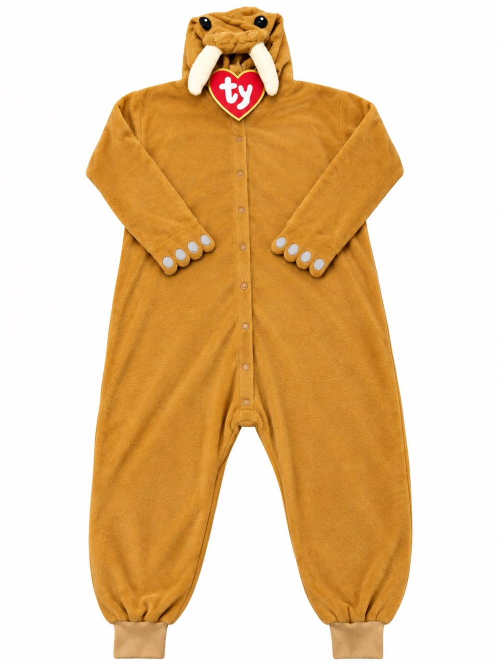 Funziez by Silver Lilly Walrus Costume Pajamas Adult XL Brown Hooded One Piece